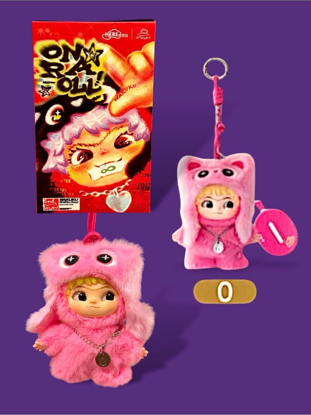 Wakuku On A Roll Vinyl Plush Pendant Pink O